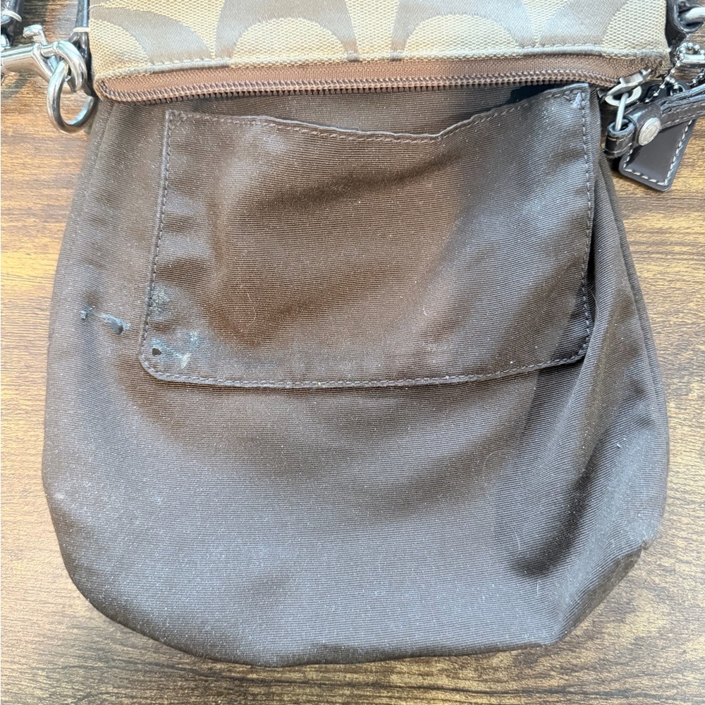 Coach Tan and Brown Signature Crossbody Bag - Picture 7 of 9